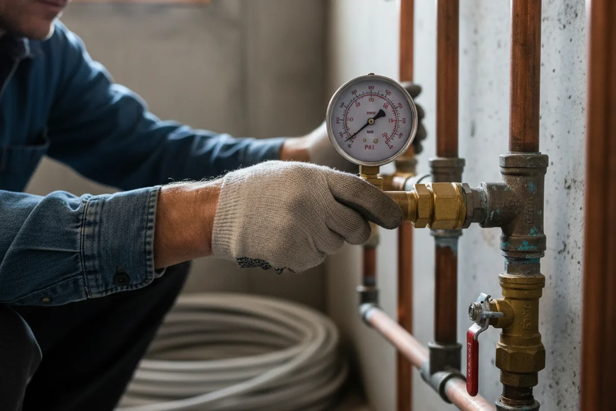 Pressure testing a repaired line during Water Line Repair in Bernalillo